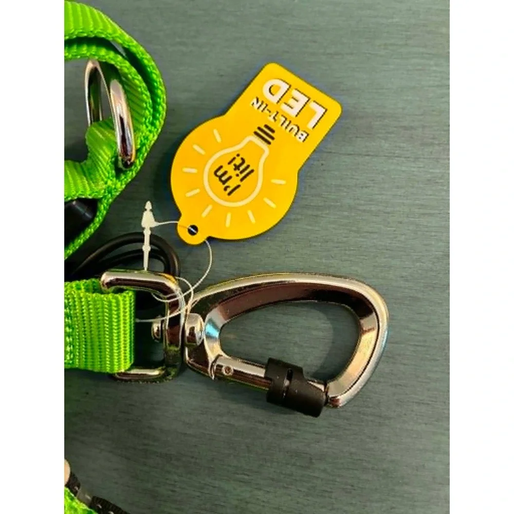 Play On LED Dog Leash and Collar Set M/L Green New USB Rechargeable Safety